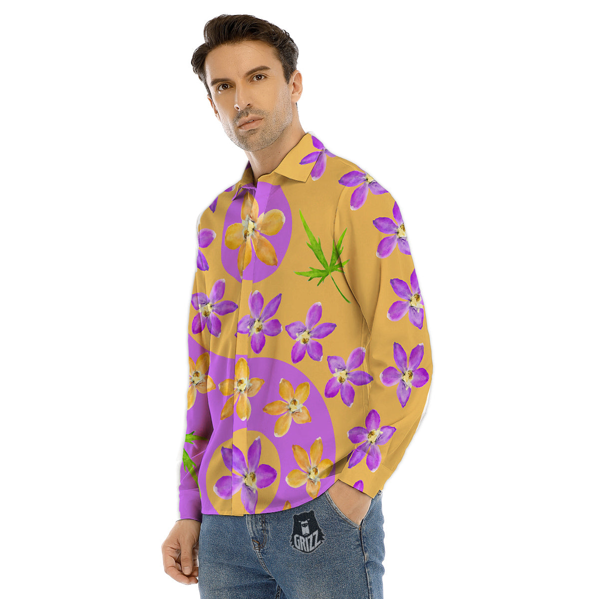 Watercolor Creepy Monsters Open Mouth Print Men's Dress Shirts-grizzshop
