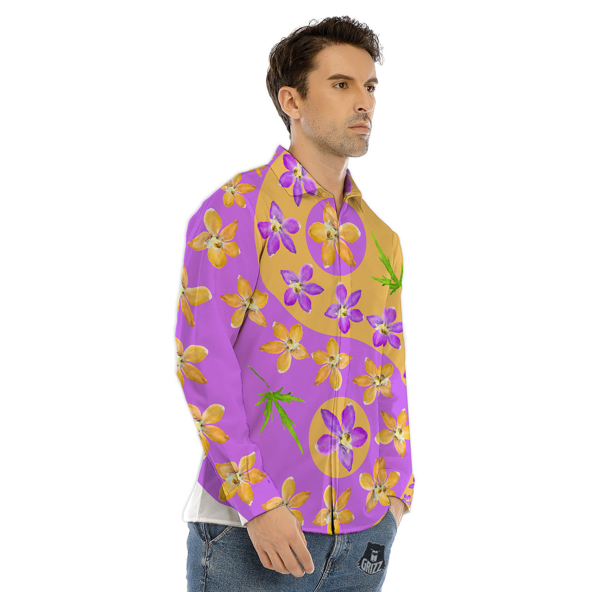 Watercolor Creepy Monsters Open Mouth Print Men's Dress Shirts-grizzshop