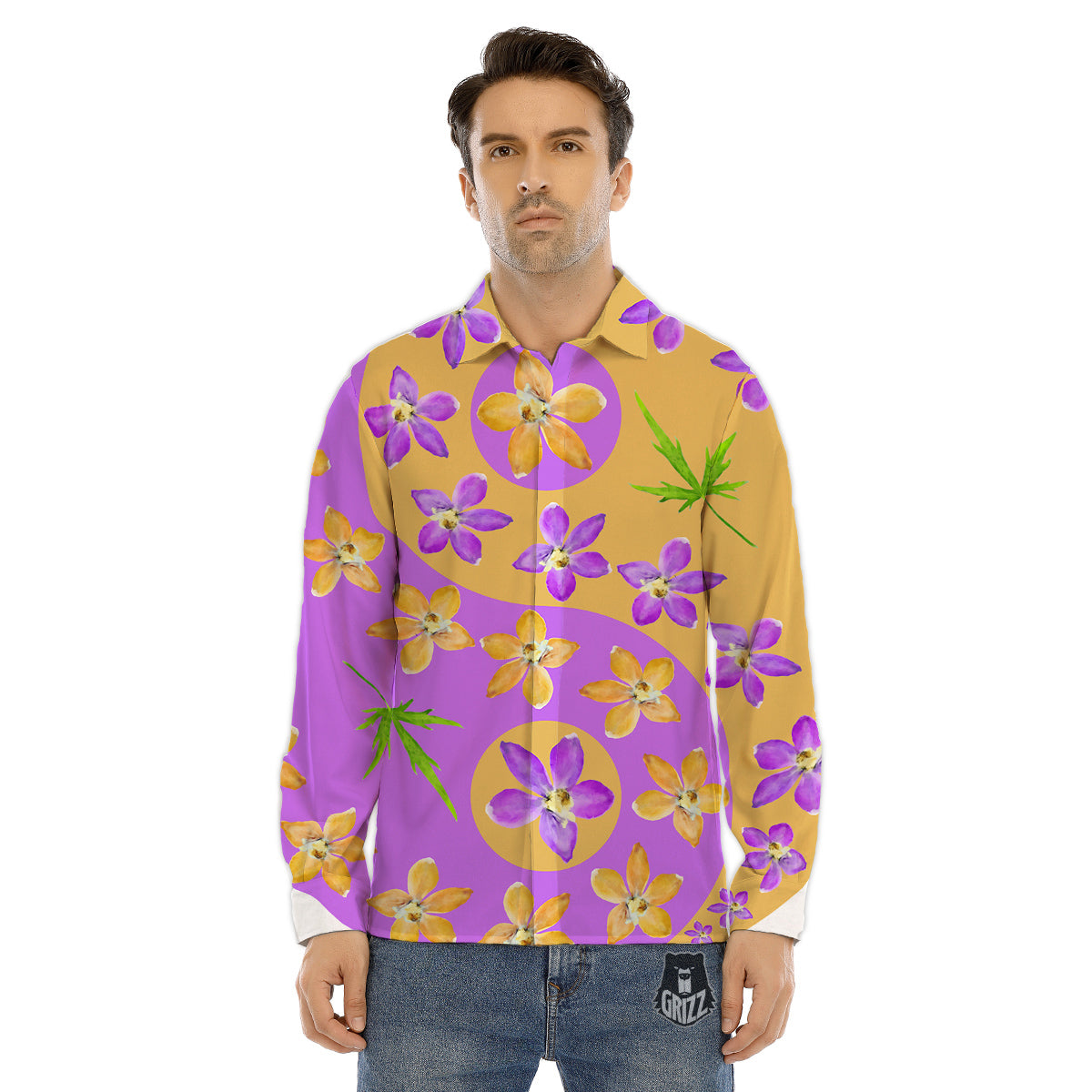 Watercolor Creepy Monsters Open Mouth Print Men's Dress Shirts-grizzshop