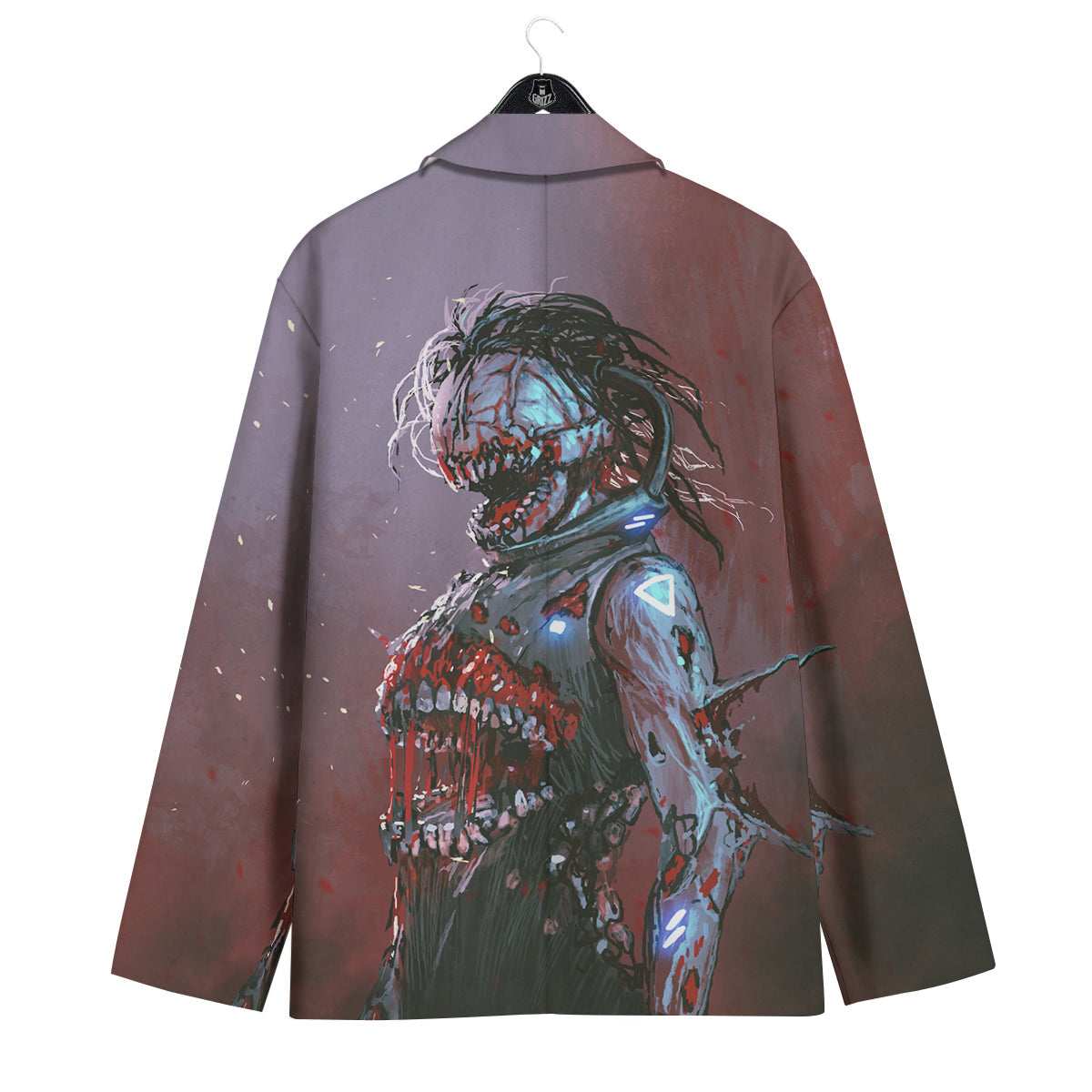 Watercolor Creepy Monsters Open Mouth Print Men's Sport Coat-grizzshop