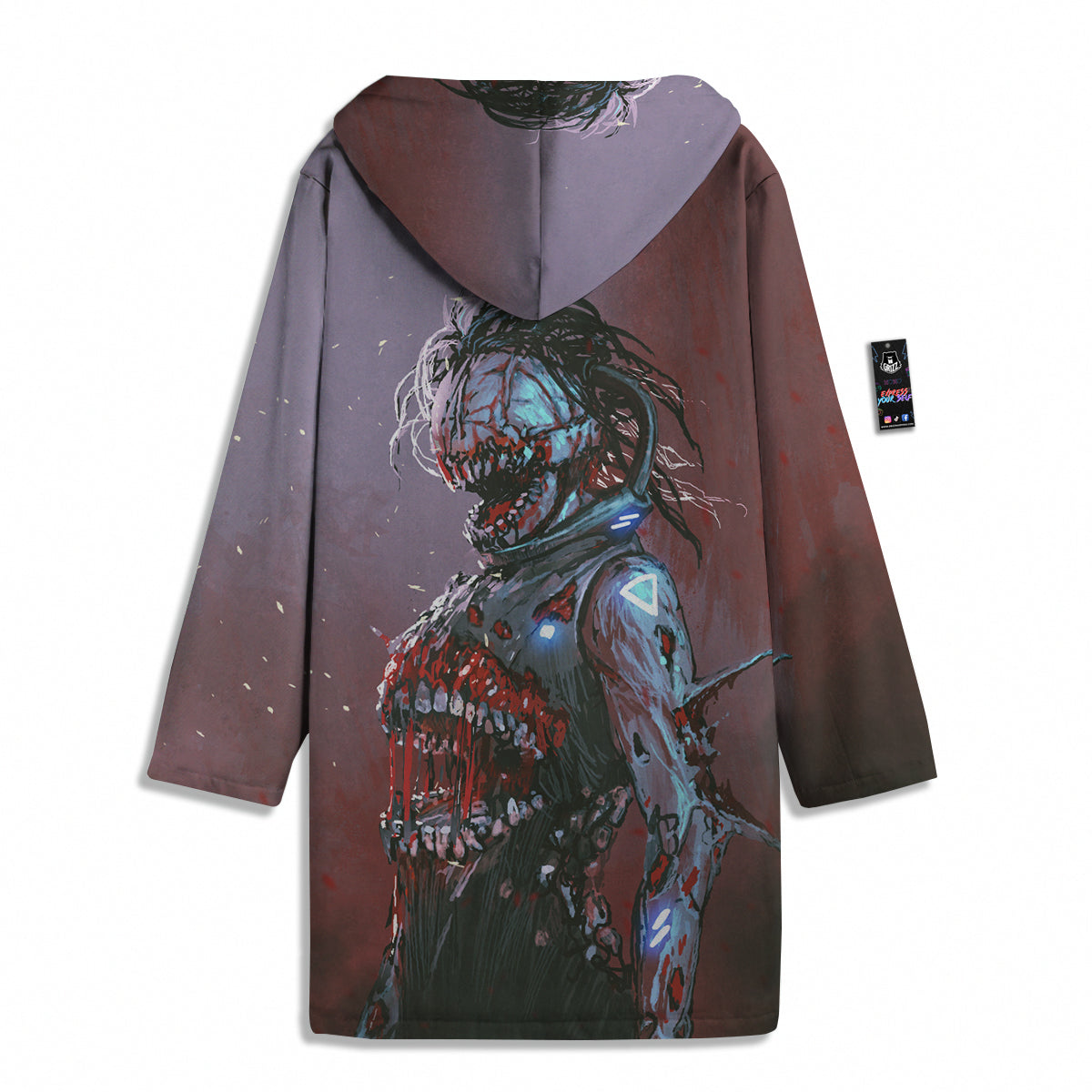 Watercolor Creepy Monsters Open Mouth Print Men's Windbreaker Jacket-grizzshop