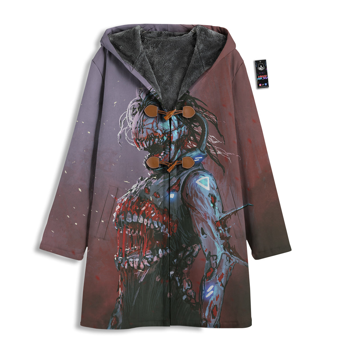 Watercolor Creepy Monsters Open Mouth Print Men's Windbreaker Jacket-grizzshop