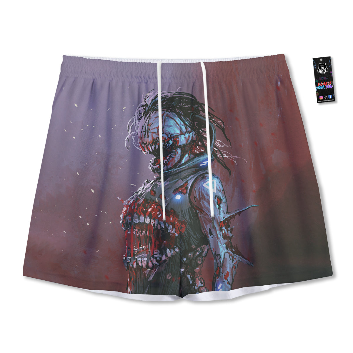 Witch Cat Halloween Cute Print Mesh Shorts