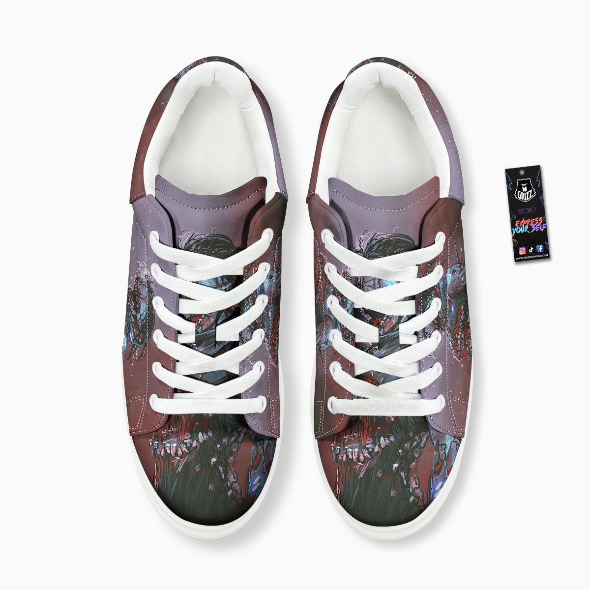 Watercolor Creepy Monsters Open Mouth Print Platform Shoes-grizzshop