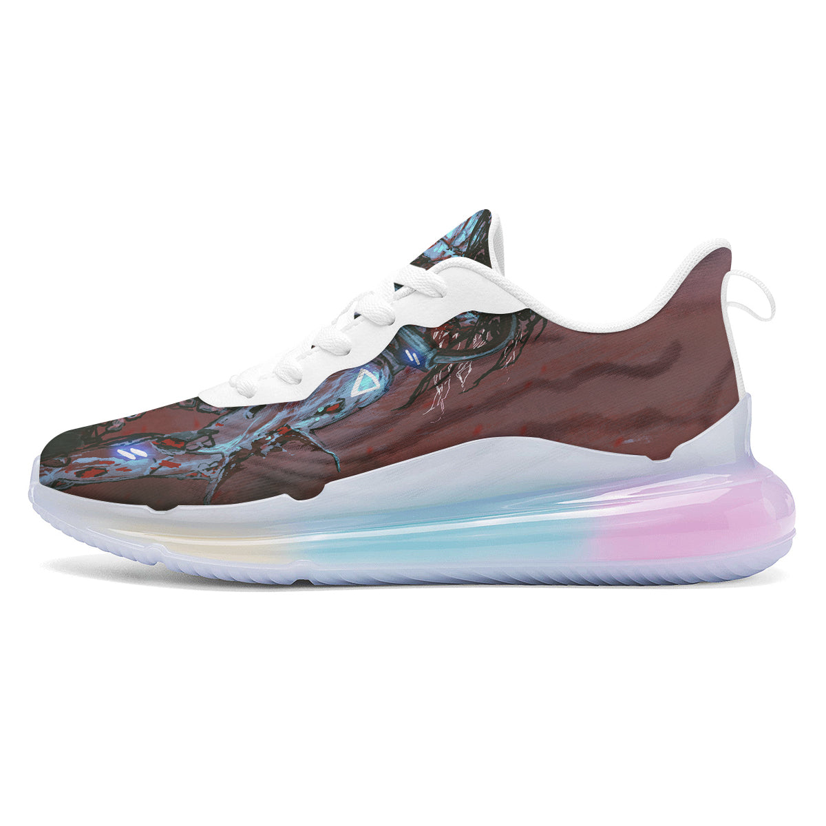 Watercolor Creepy Monsters Open Mouth Print Running Sneakers-grizzshop