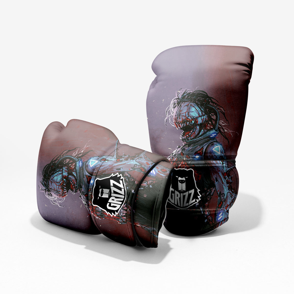 Watercolor Creepy Monsters Open Mouth Print Pro Boxing Glove