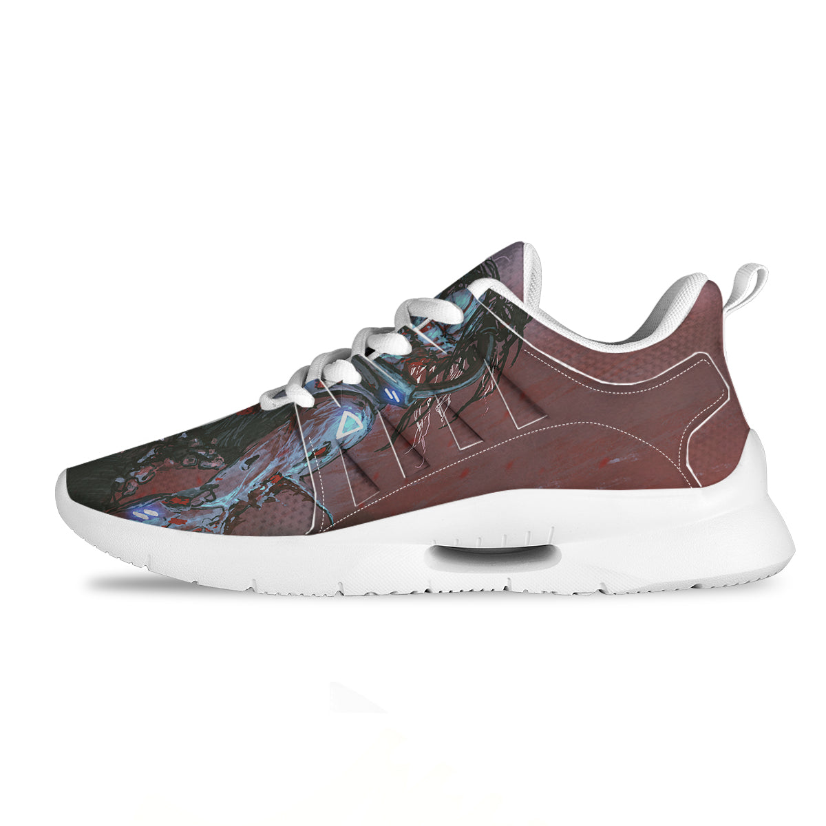 Watercolor Creepy Monsters Open Mouth Print Tennis Shoes-grizzshop