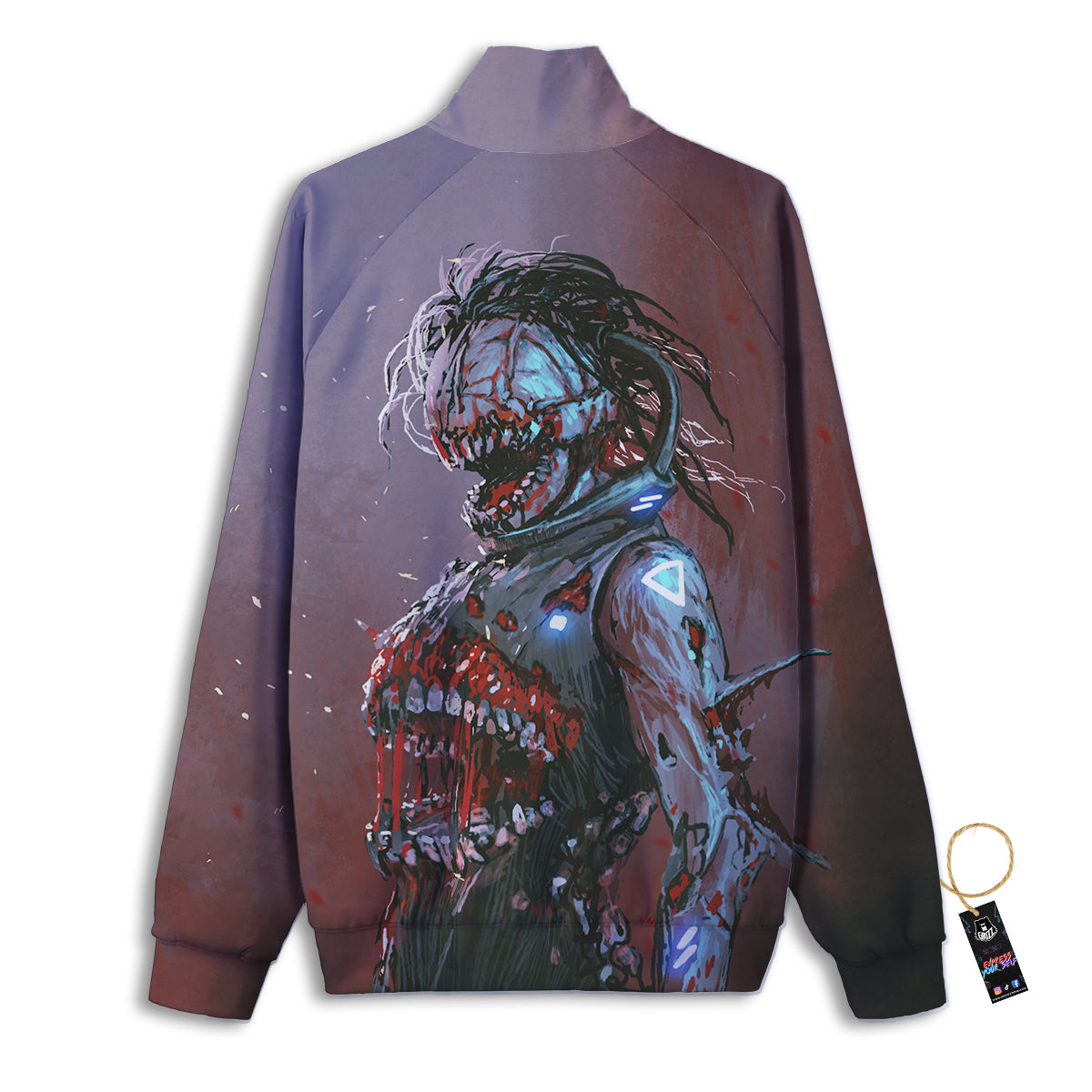 Watercolor Creepy Monsters Open Mouth Print Track Jacket-grizzshop