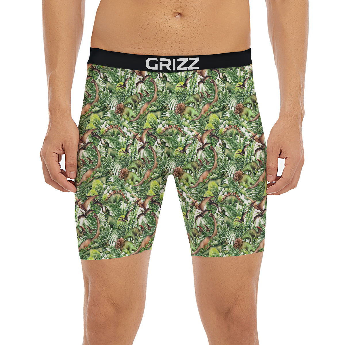 Watercolor Dinosaurs Plants Print Pattern Boxer Briefs-grizzshop