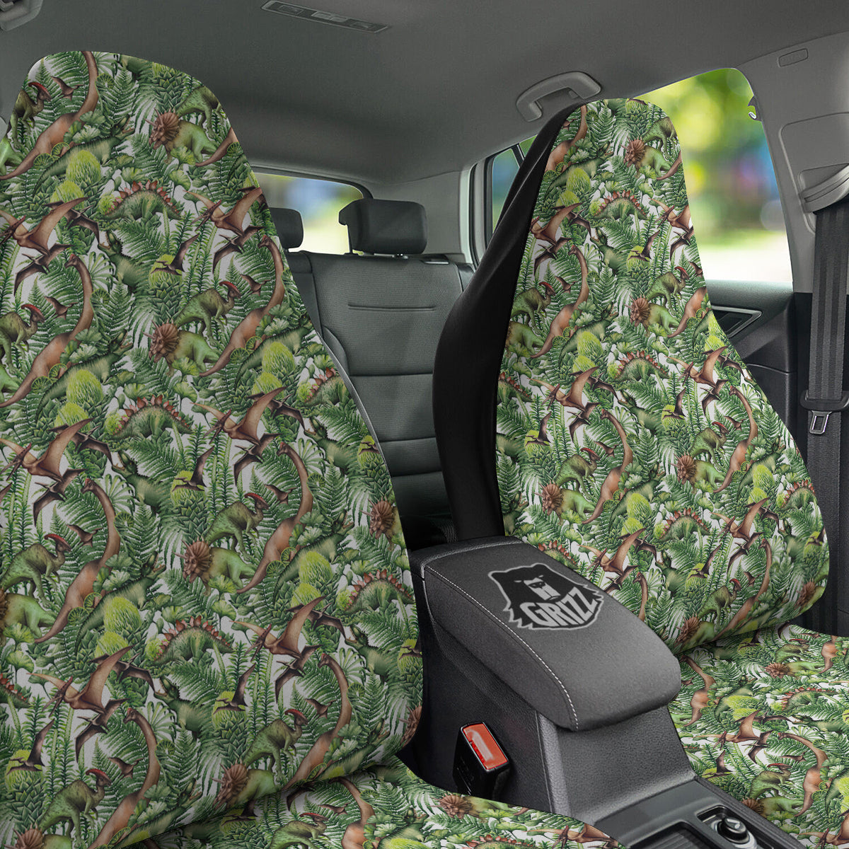 Watercolor Dinosaurs Plants Print Pattern Car Seat Covers-grizzshop