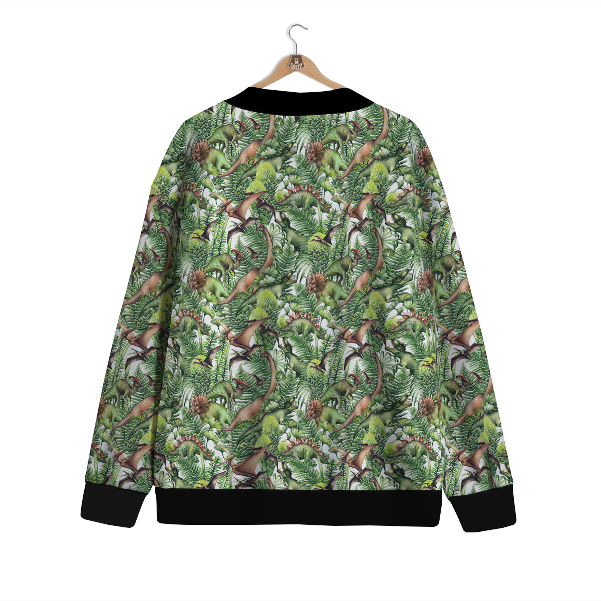 Watercolor Dinosaurs Plants Print Pattern Cardigan-grizzshop
