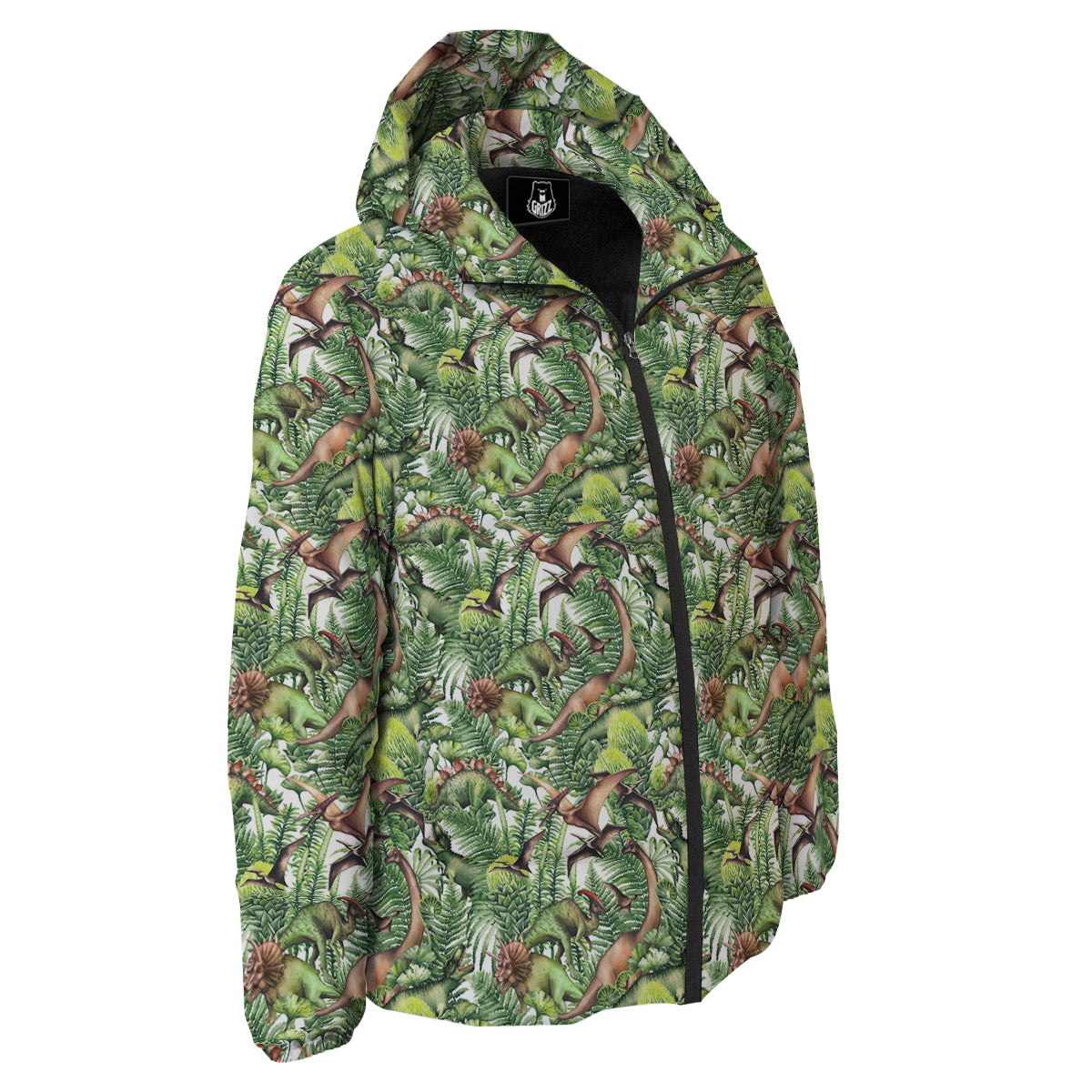 Watercolor Dinosaurs Plants Print Pattern Down Jacket-grizzshop
