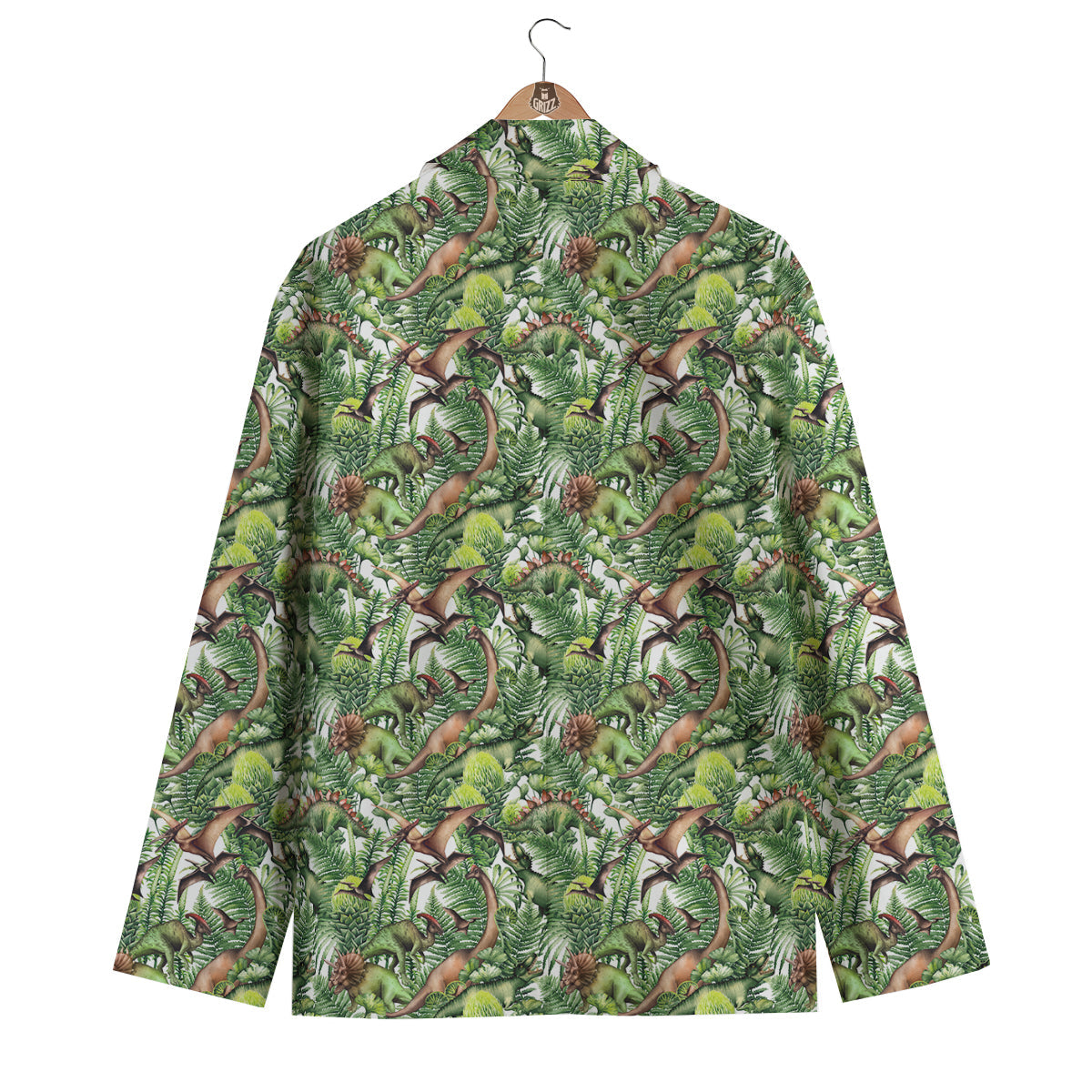 Watercolor Dinosaurs Plants Print Pattern Men's Blazer-grizzshop