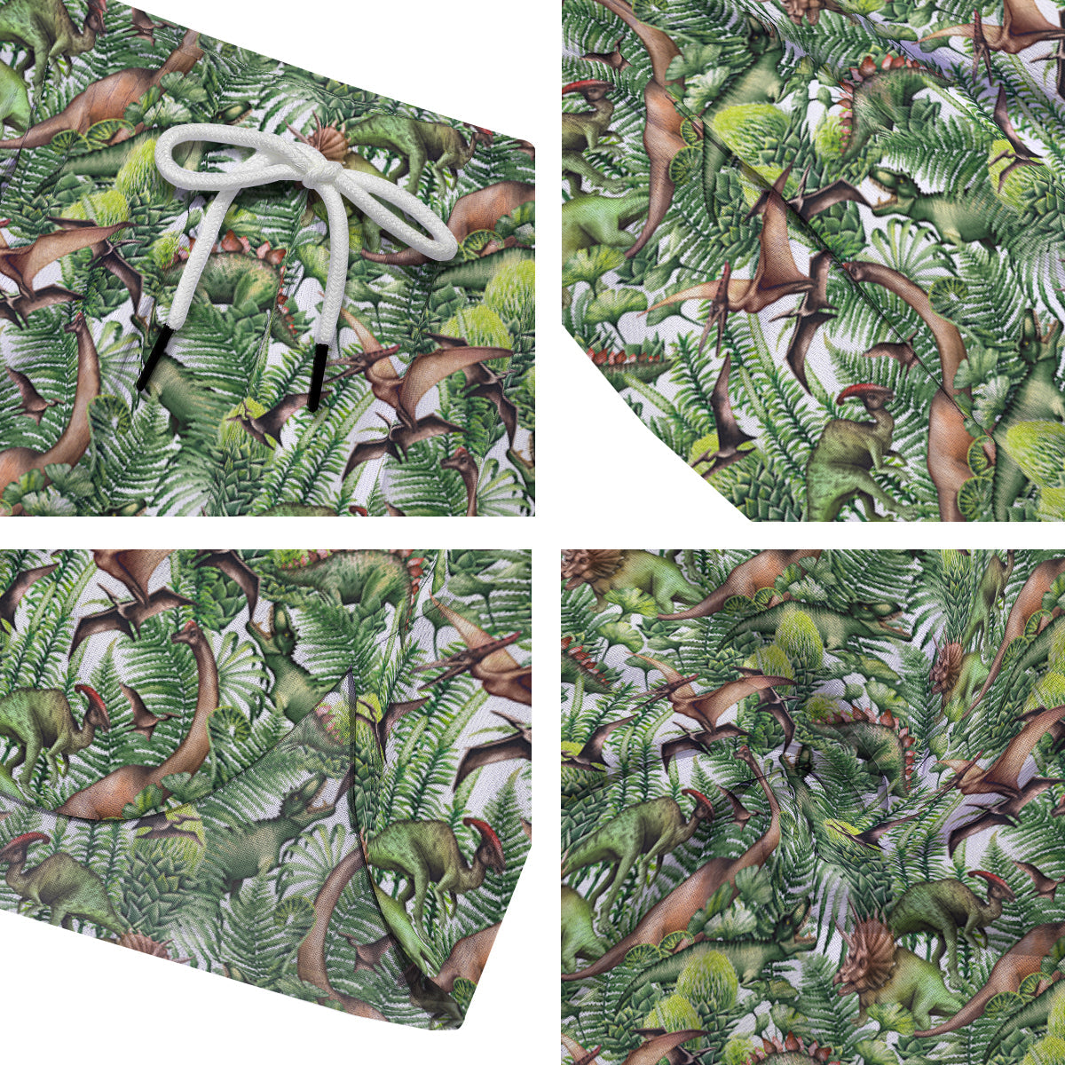 Watercolor Dinosaurs Plants Print Pattern Men's Running Shorts-grizzshop