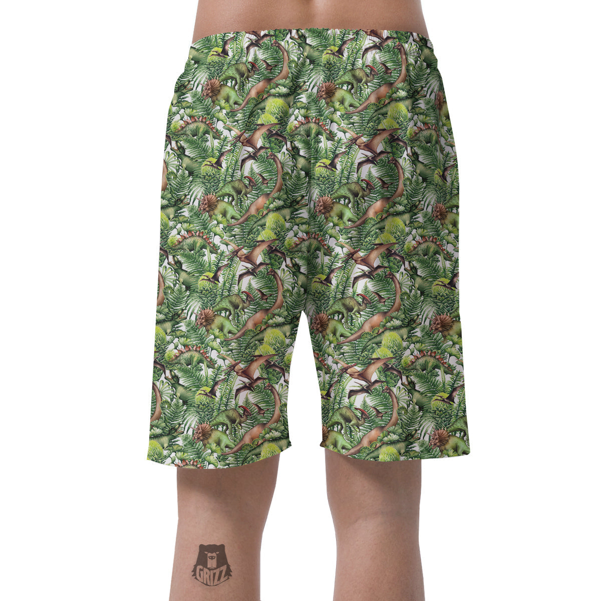 Watercolor Dinosaurs Plants Print Pattern Men's Shorts-grizzshop