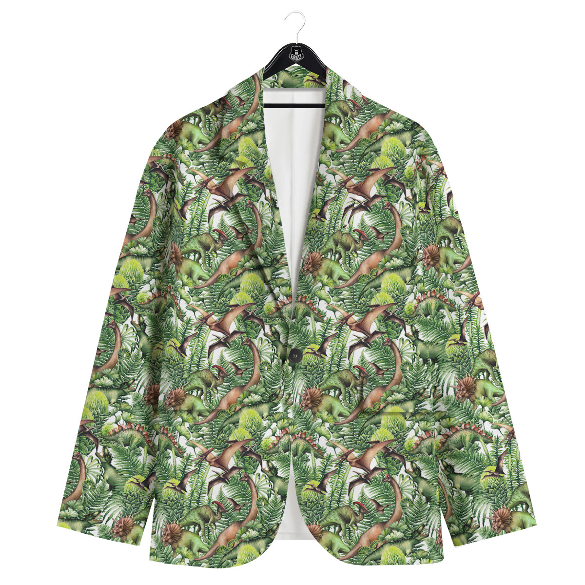 Watercolor Dinosaurs Plants Print Pattern Men's Sport Coat-grizzshop