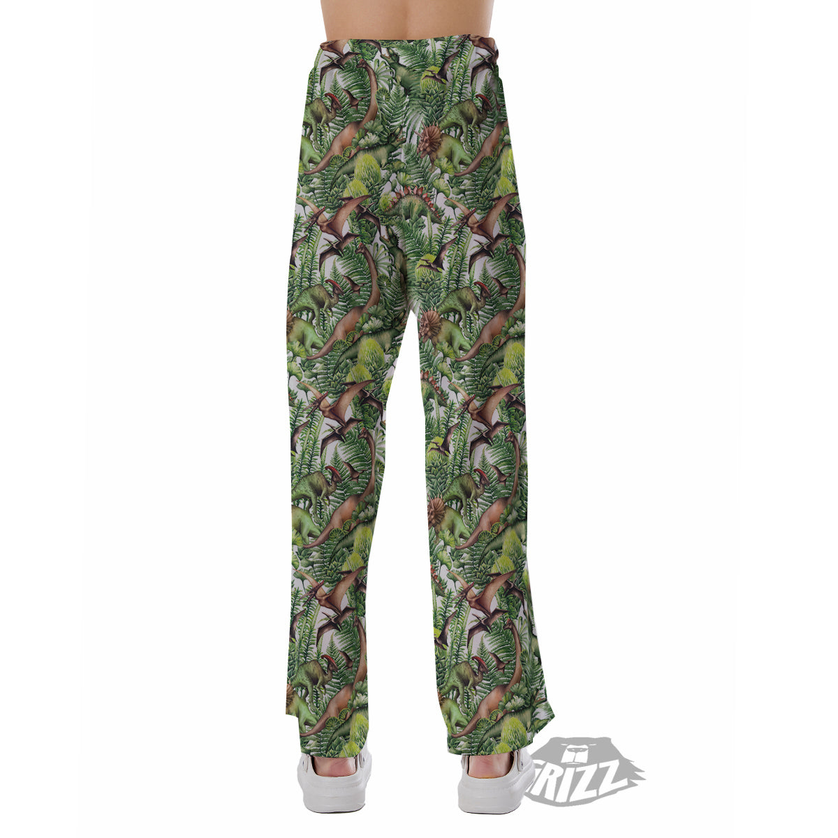 Watercolor Dinosaurs Plants Print Pattern Pajama Pants-grizzshop