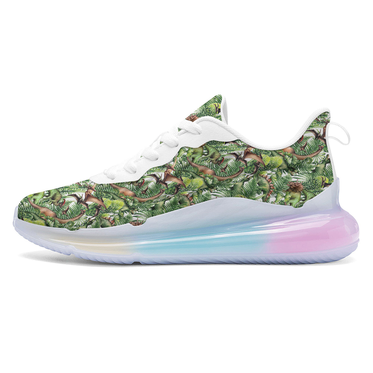 Watercolor Dinosaurs Plants Print Pattern Running Sneakers-grizzshop