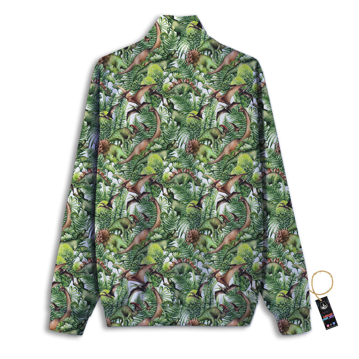 Watercolor Dinosaurs Plants Print Pattern Track Jacket-grizzshop