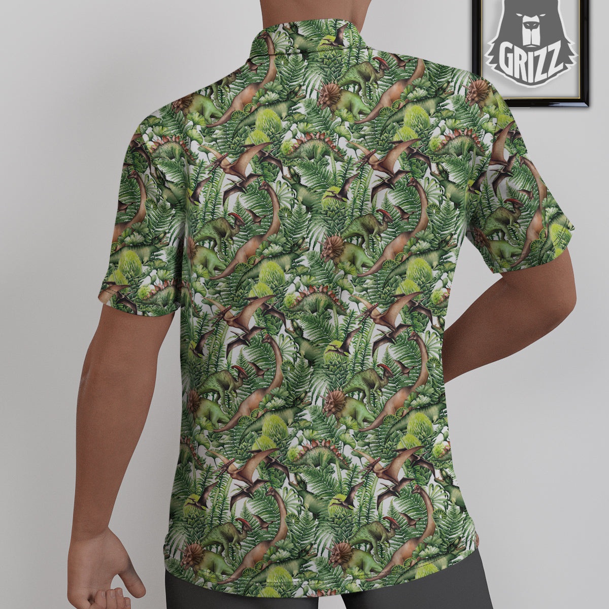 Watercolor Dinosaurs Plants Print Pattern Untucked Shirts-grizzshop