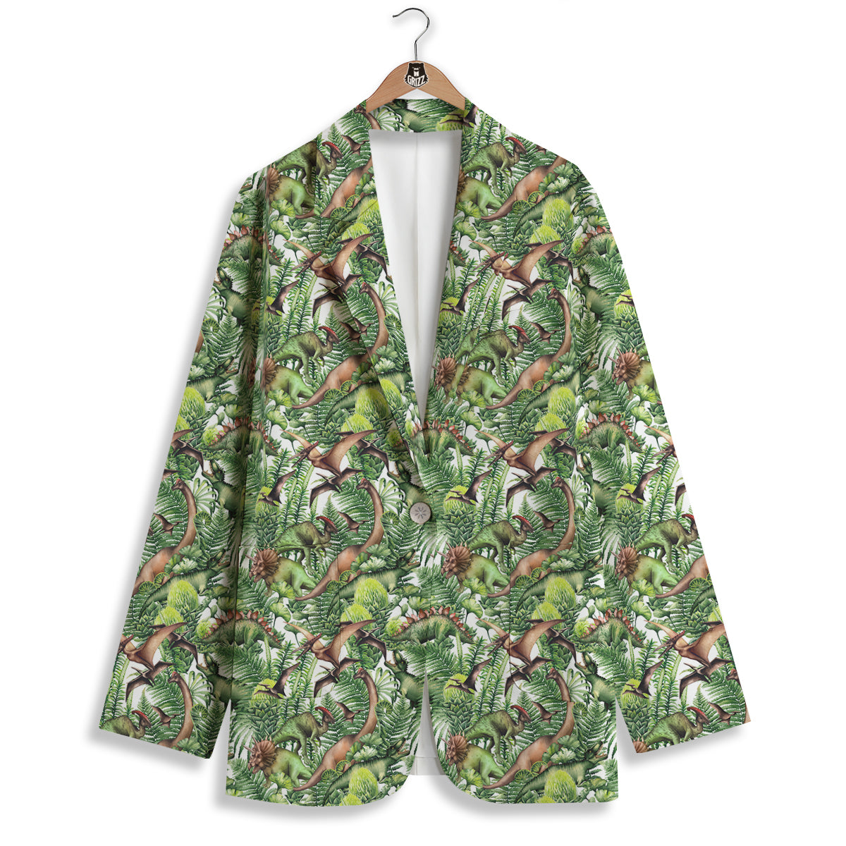 Watercolor Dinosaurs Plants Print Pattern Women's Blazer-grizzshop