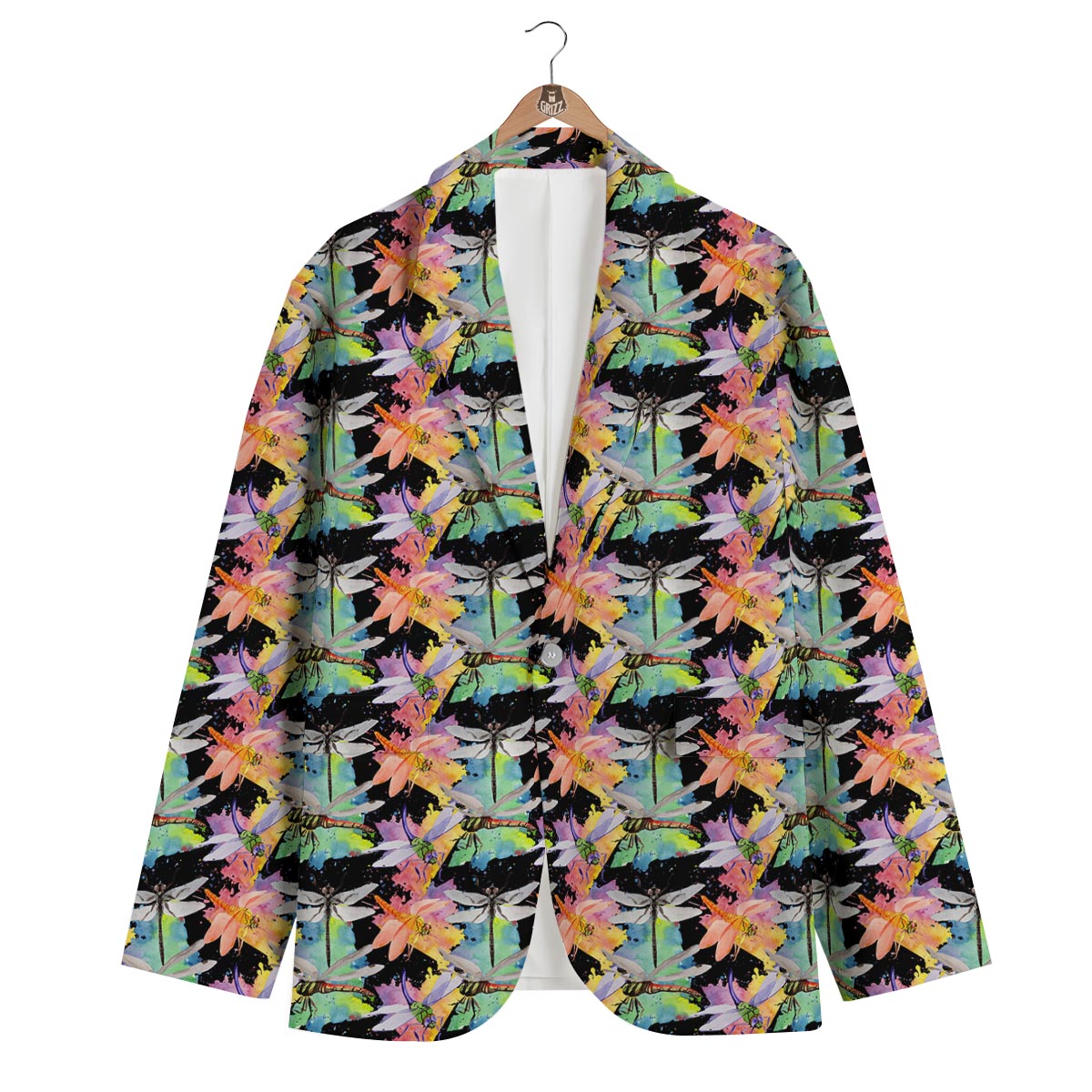 Watercolor Dragonfly Men's Blazer-grizzshop