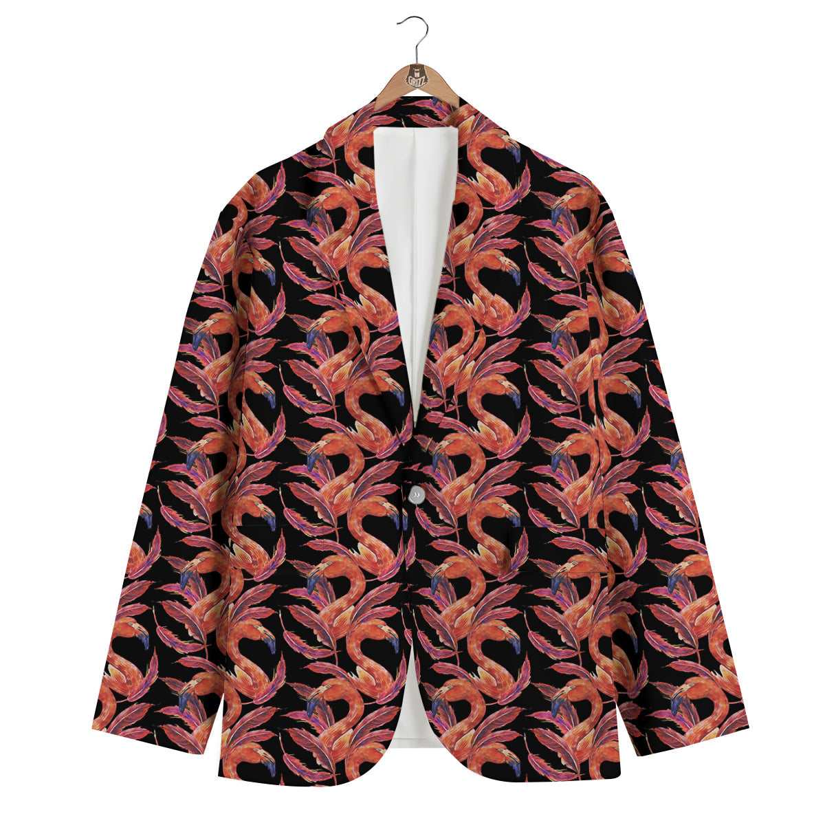Watercolor Exotic Flamingo Men's Blazer-grizzshop