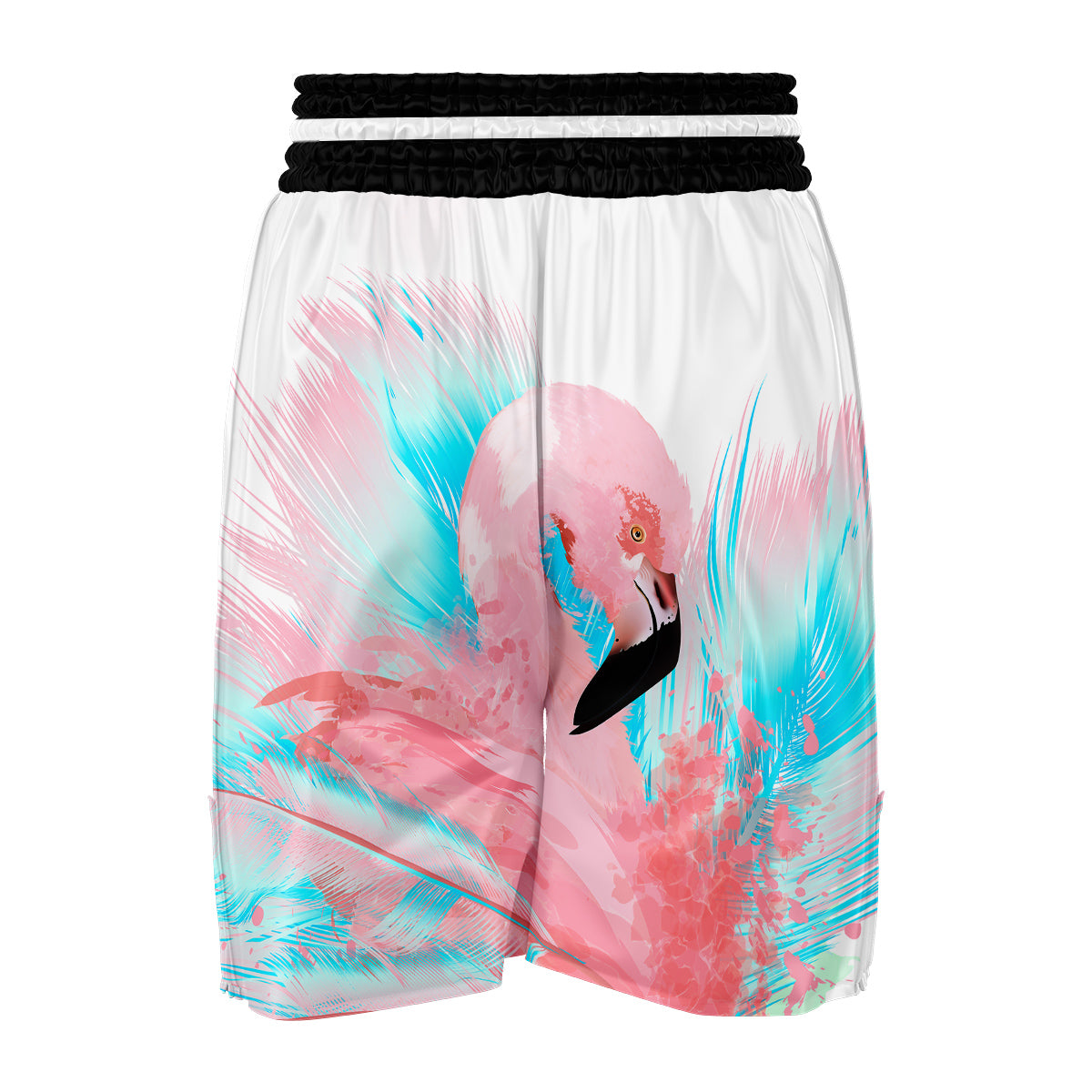Watercolor Flamingo Boxing Shorts-grizzshop
