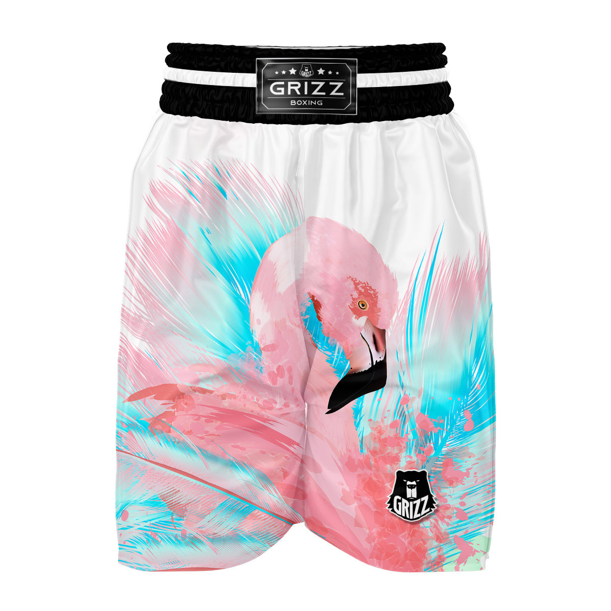Watercolor Flamingo Boxing Shorts-grizzshop