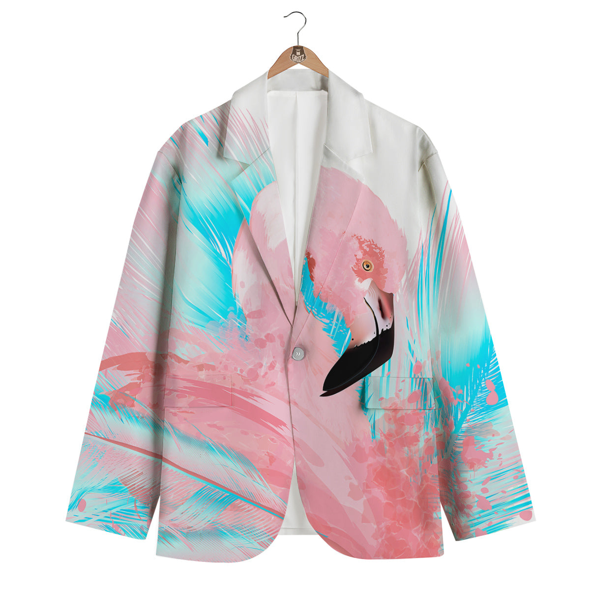 Watercolor Flamingo Men's Blazer-grizzshop