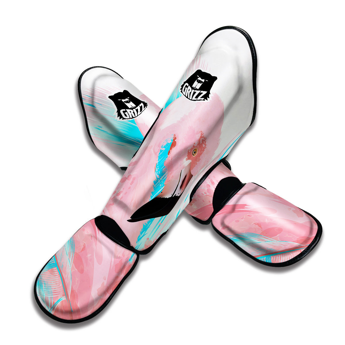 Watercolor Flamingo Muay Thai Shin Guards-grizzshop