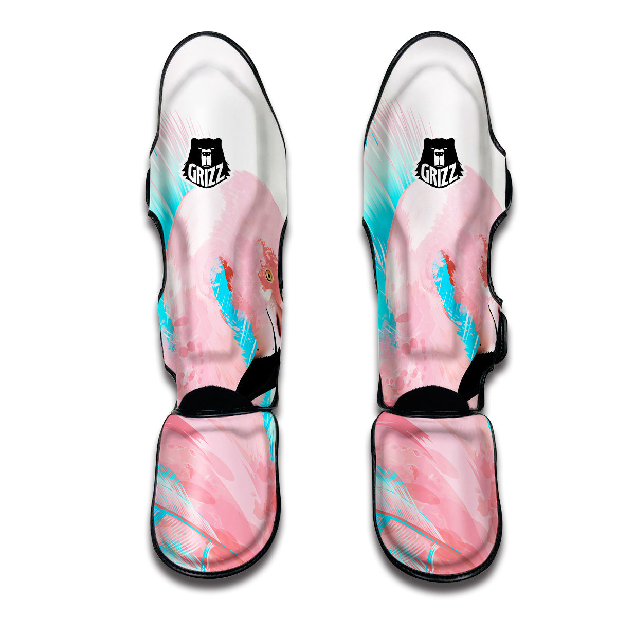 Watercolor Flamingo Muay Thai Shin Guards-grizzshop