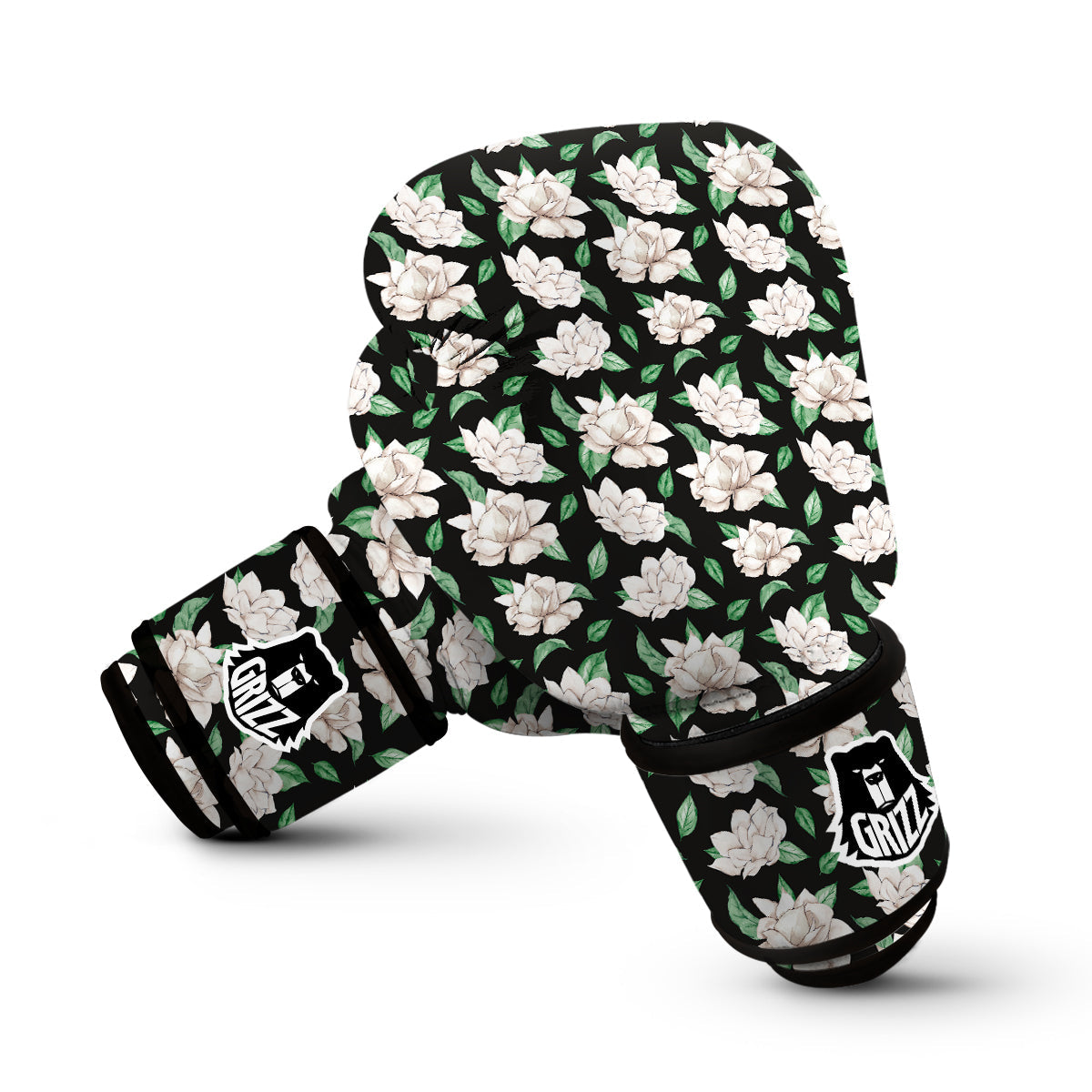 Watercolor Gardenia And Leaf Print Pattern Boxing Gloves-grizzshop