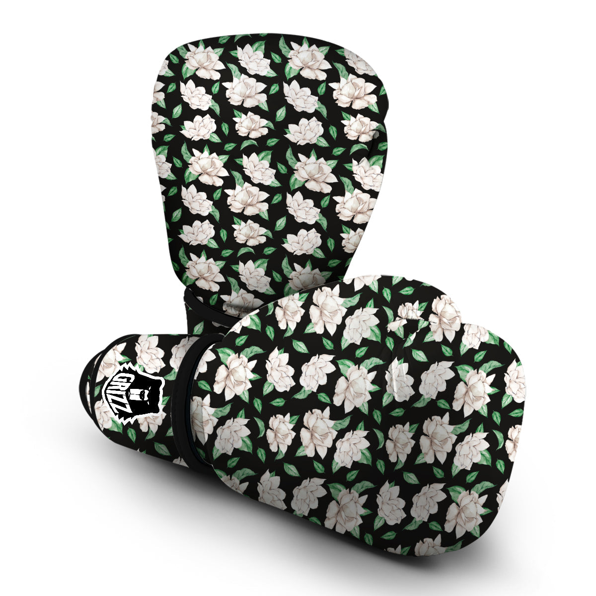 Watercolor Gardenia And Leaf Print Pattern Boxing Gloves-grizzshop