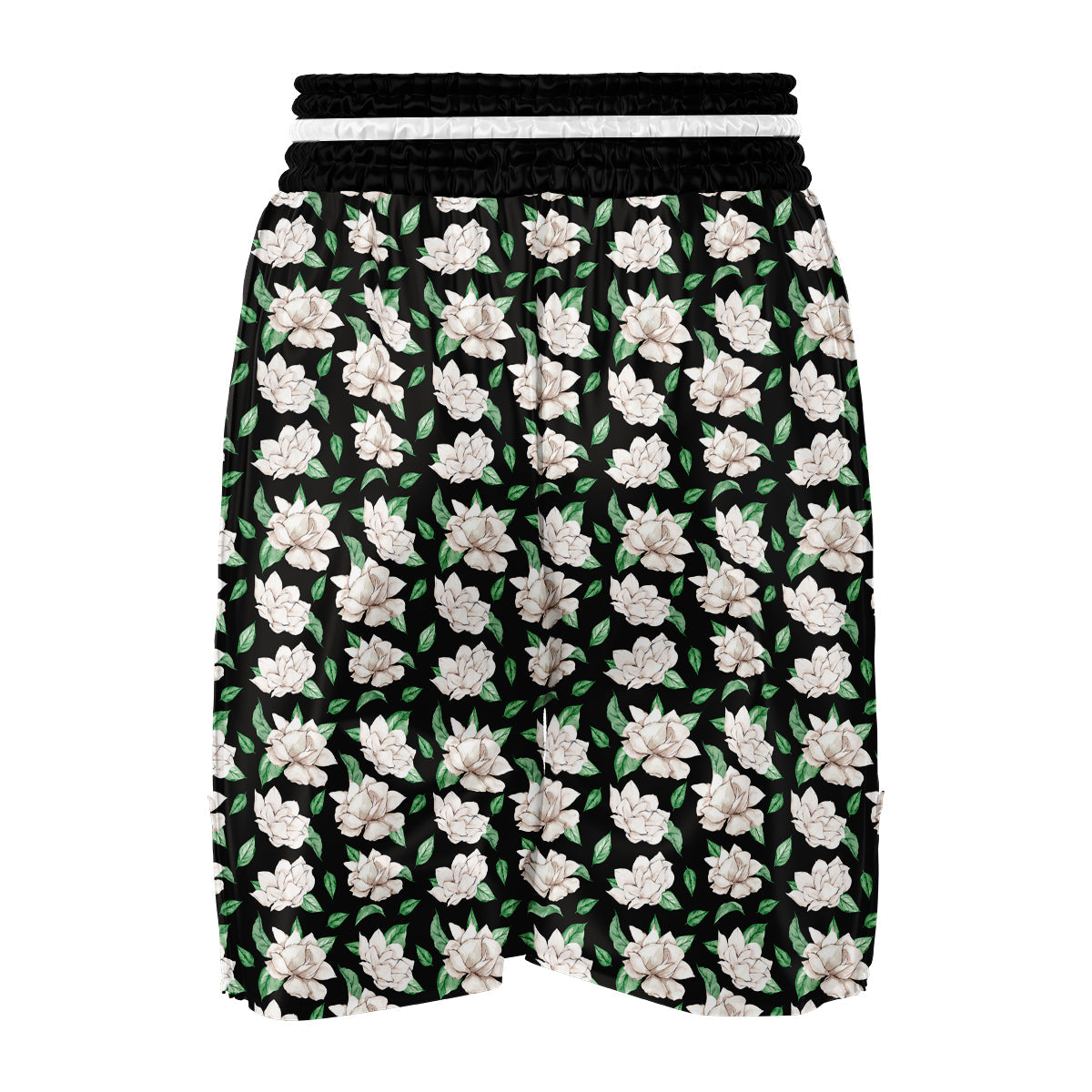 Watercolor Gardenia And Leaf Print Pattern Boxing Shorts-grizzshop