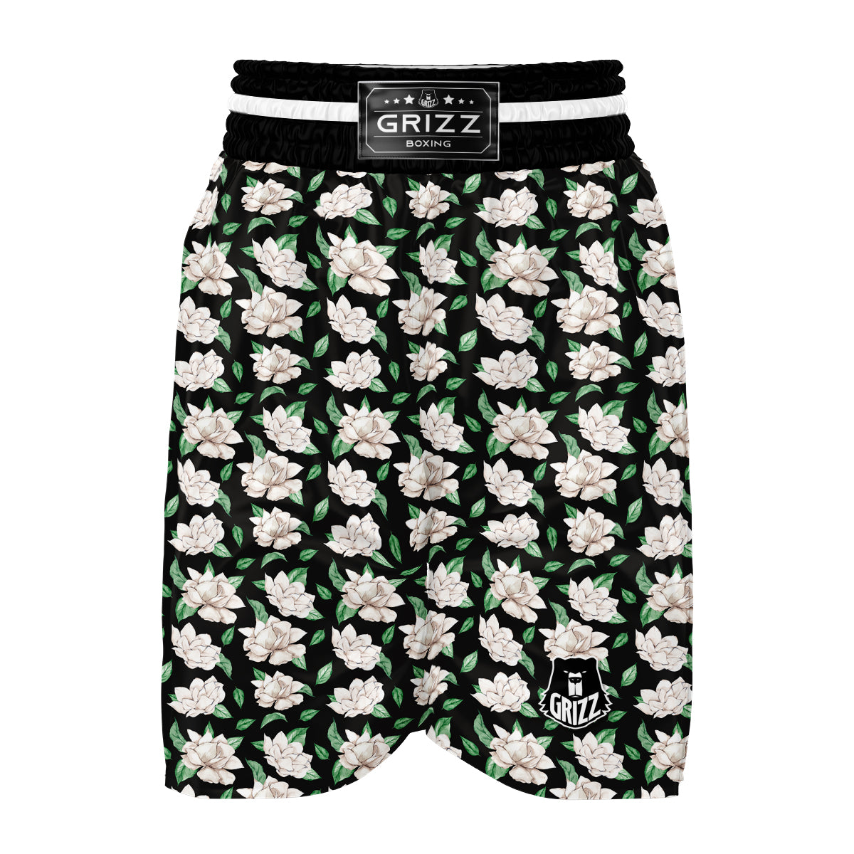 Watercolor Gardenia And Leaf Print Pattern Boxing Shorts-grizzshop