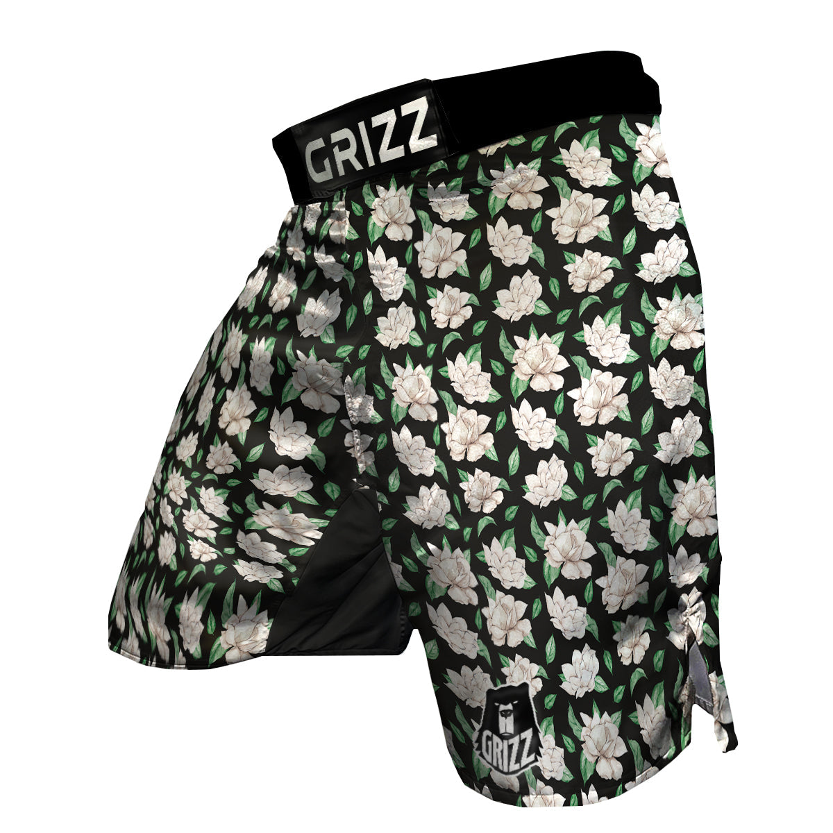 Watercolor Gardenia And Leaf Print Pattern MMA Shorts-grizzshop