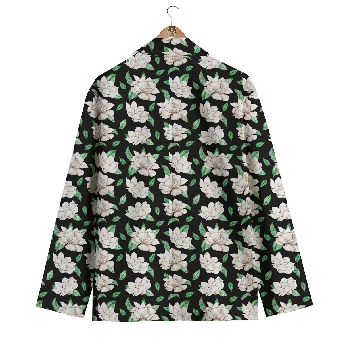 Watercolor Gardenia And Leaf Print Pattern Men's Blazer-grizzshop