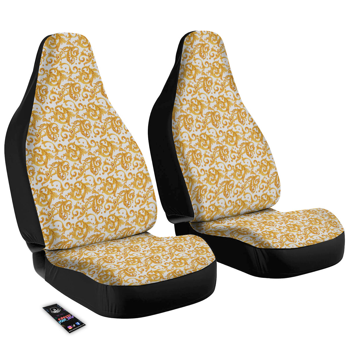 Watercolor Golden Baroque Print Pattern Car Seat Covers-grizzshop