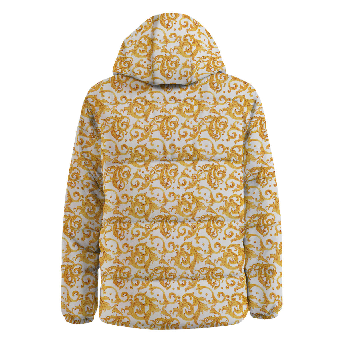 Watercolor Golden Baroque Print Pattern Down Jacket-grizzshop