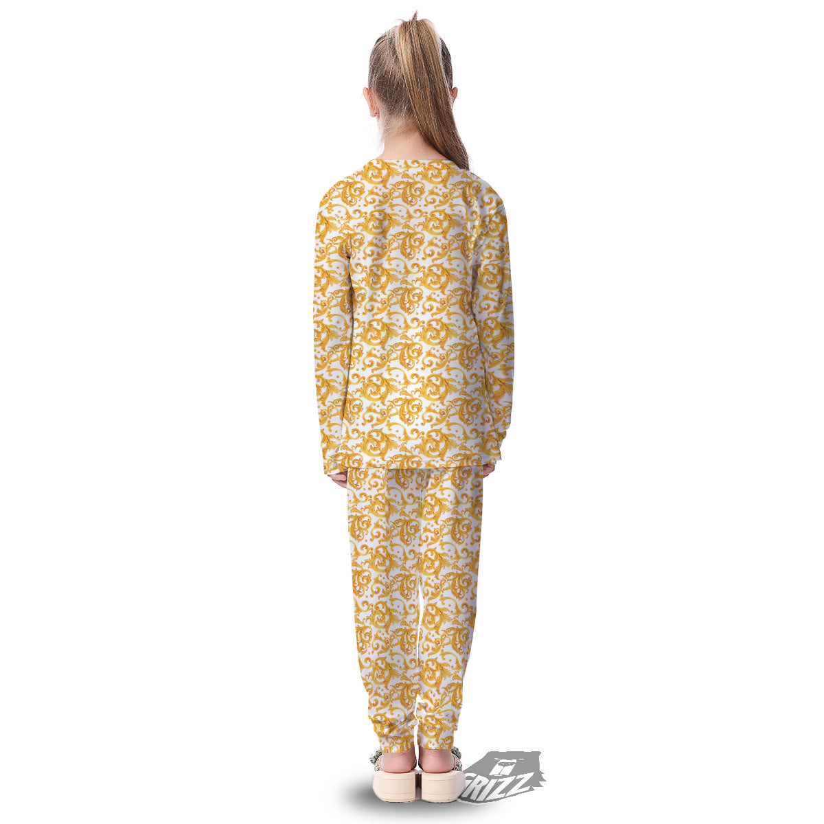 Watercolor Golden Baroque Print Pattern Kid's Pajamas-grizzshop