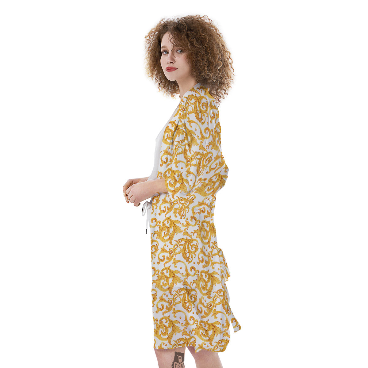 Watercolor Golden Baroque Print Pattern Kimono-grizzshop