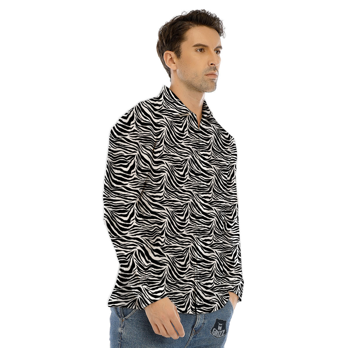 Watercolor Golden Baroque Print Pattern Men's Dress Shirts-grizzshop