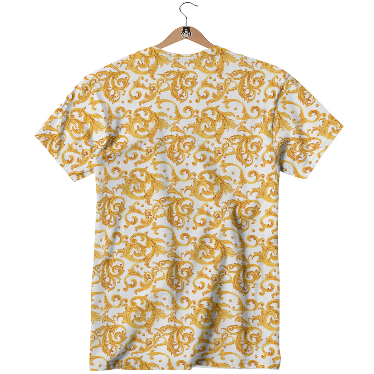 Watercolor Golden Baroque Print Pattern T-Shirt-grizzshop