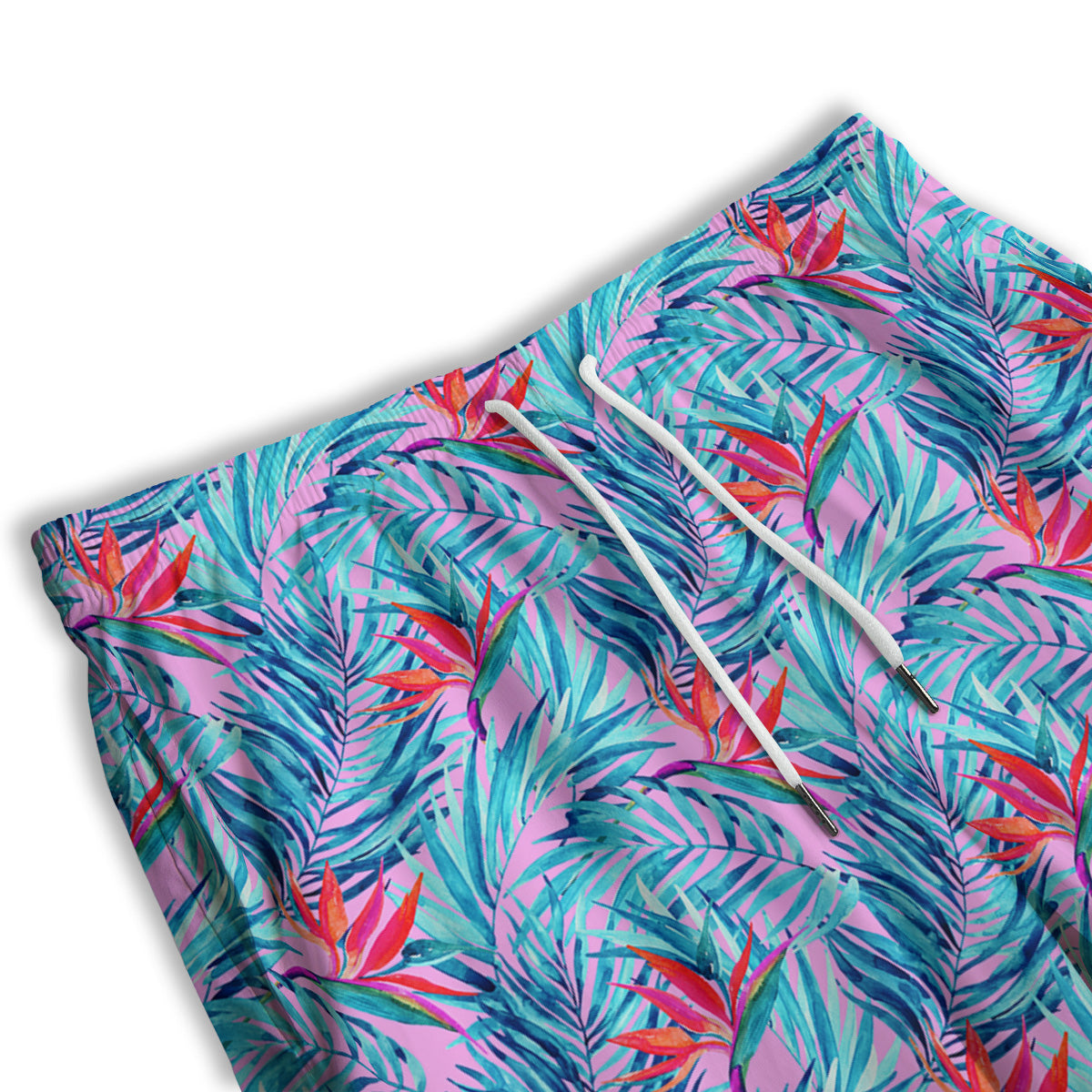 Watercolor Hawaiian Pink And Blue Print Men's Athletic Shorts