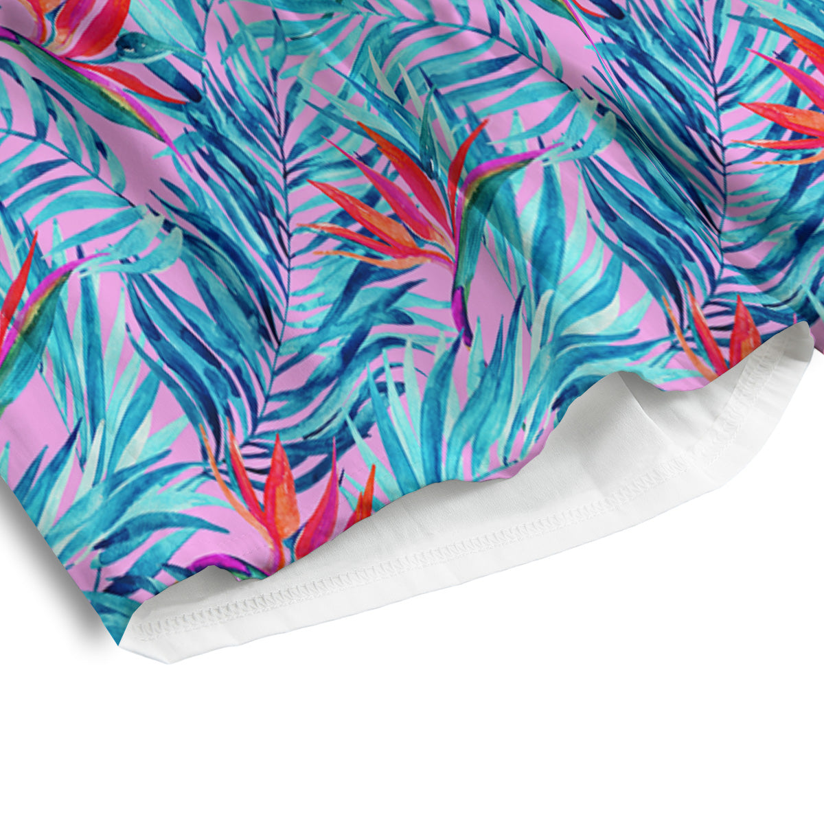 Watercolor Hawaiian Pink And Blue Print Men's Athletic Shorts