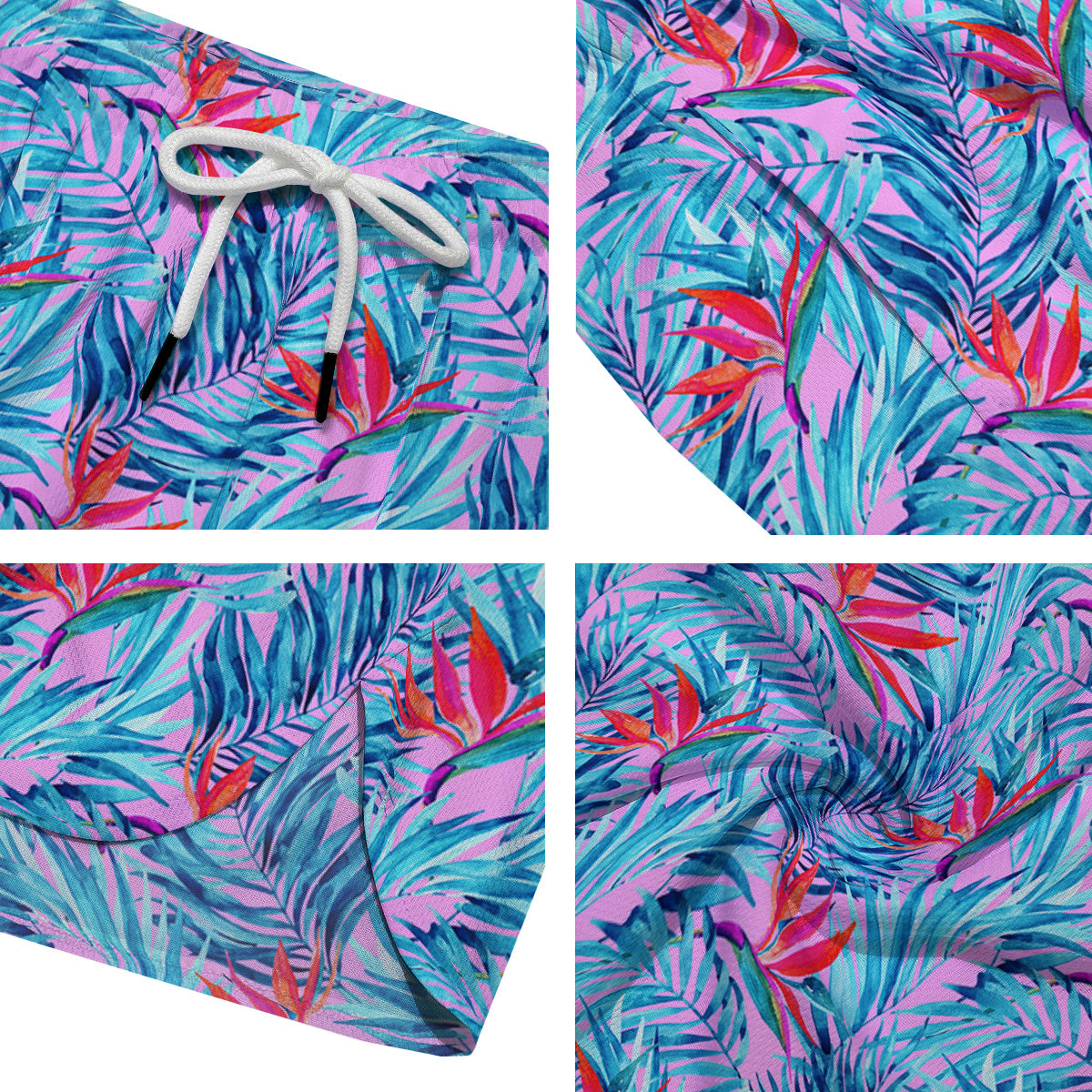 Watercolor Hawaiian Pink And Blue Print Men's Running Shorts-grizzshop