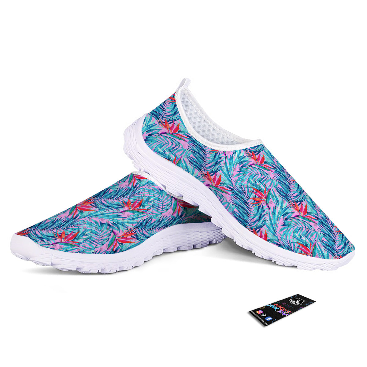 Watercolor Hawaiian Pink And Blue Print Nurse Shoes-grizzshop