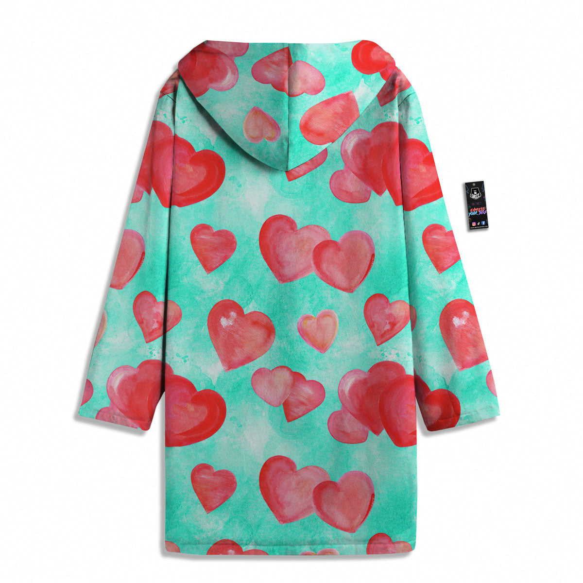 Watercolor Heart Teal And Pink Print Men's Windbreaker Jacket-grizzshop