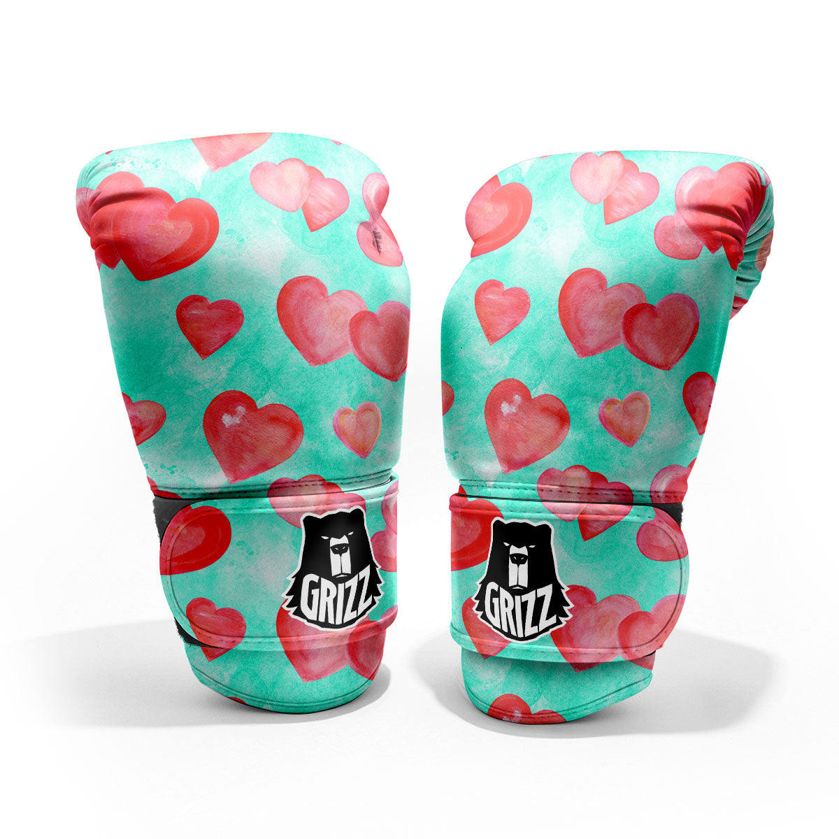 Watercolor Heart Teal And Pink Print Pro Boxing Glove